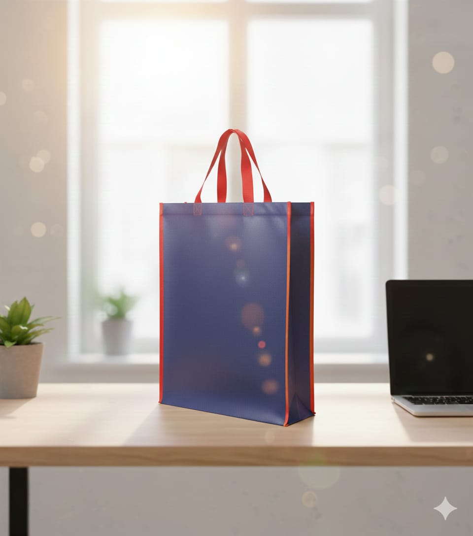 Hand Bag - Grey & Blue - 120 GSM - Non Woven